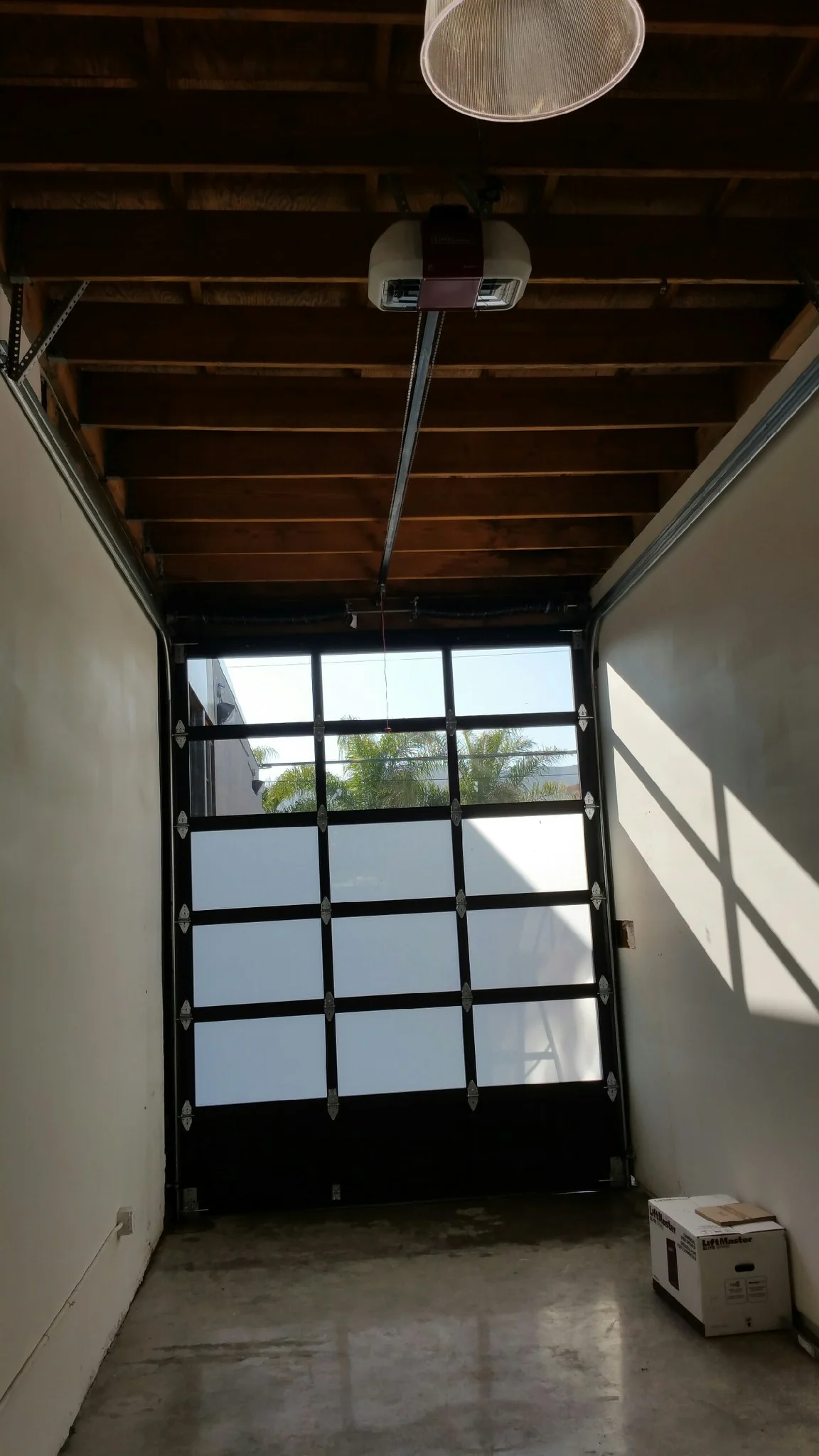 Contemporary Black Aluminum & White Laminate (Privacy) Glass Garage Door - Image 11