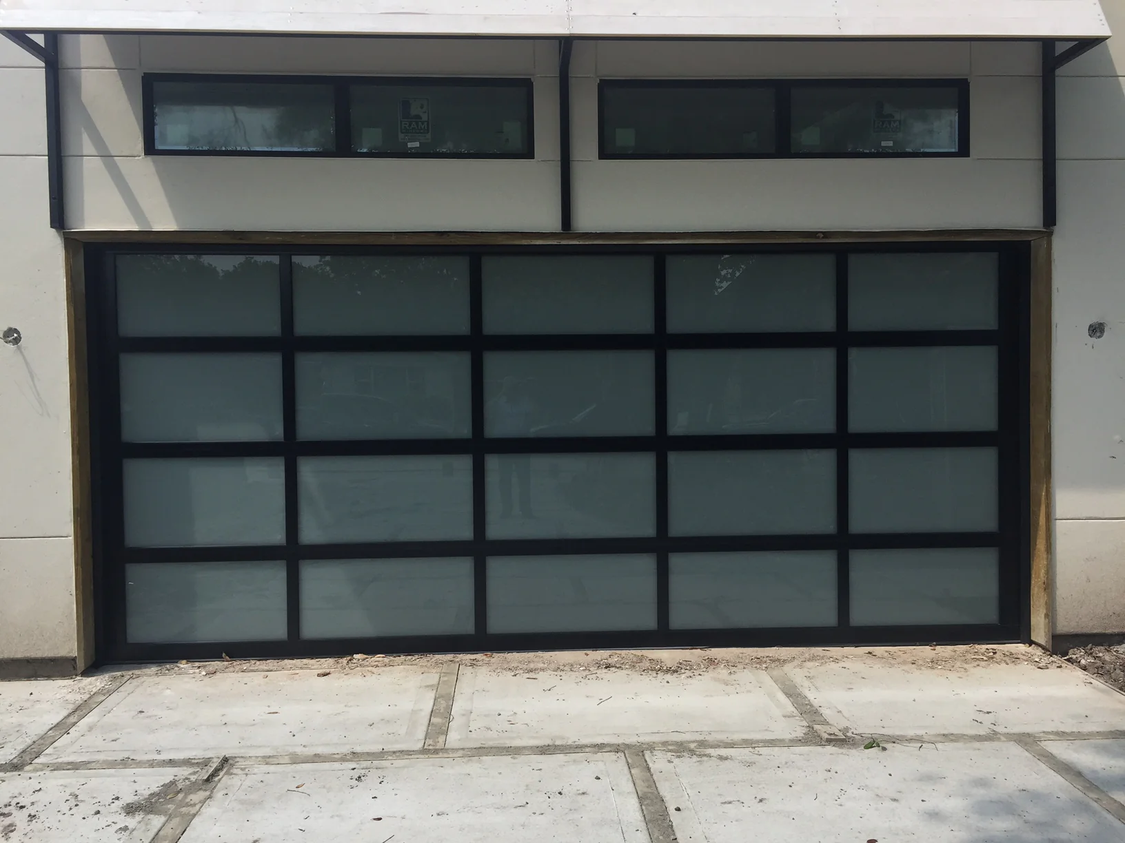 Contemporary Black Aluminum & White Laminate (Privacy) Glass Garage Door - Image 16