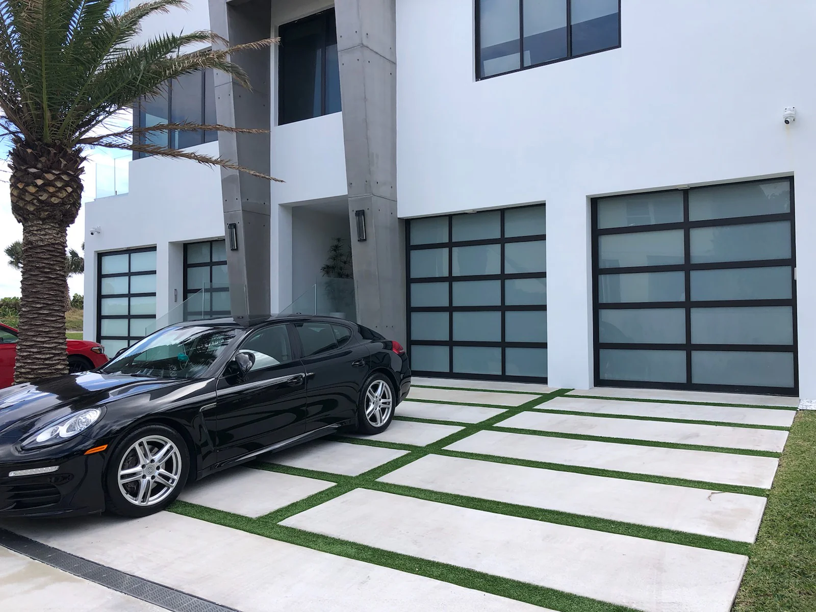 Contemporary Black Aluminum & White Laminate (Privacy) Glass Garage Door - Image 22