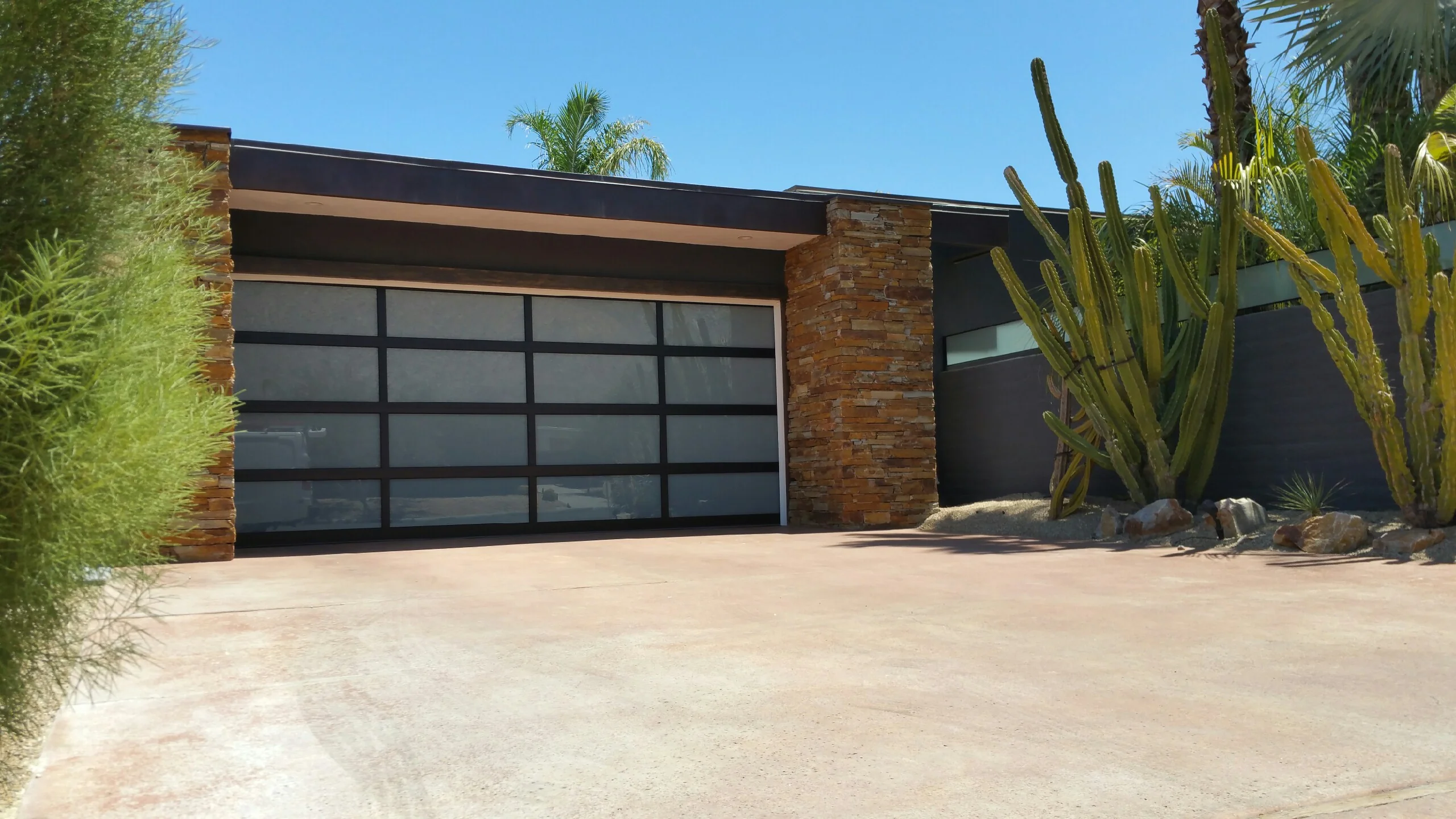 Contemporary Black Aluminum & White Laminate (Privacy) Glass Garage Door - Image 9