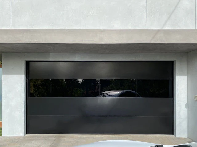 Infinity - Flush Panel Smooth Steel Garage Door with Horizontal Modern Glass Modern Design - Image 17