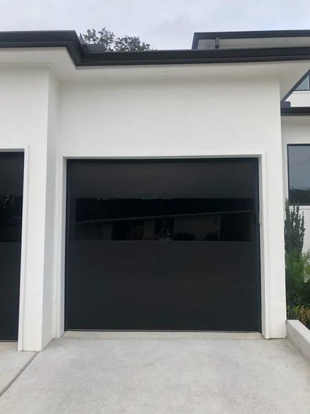 Infinity - Flush Panel Smooth Steel Garage Door with Horizontal Modern Glass Modern Design - Image 18
