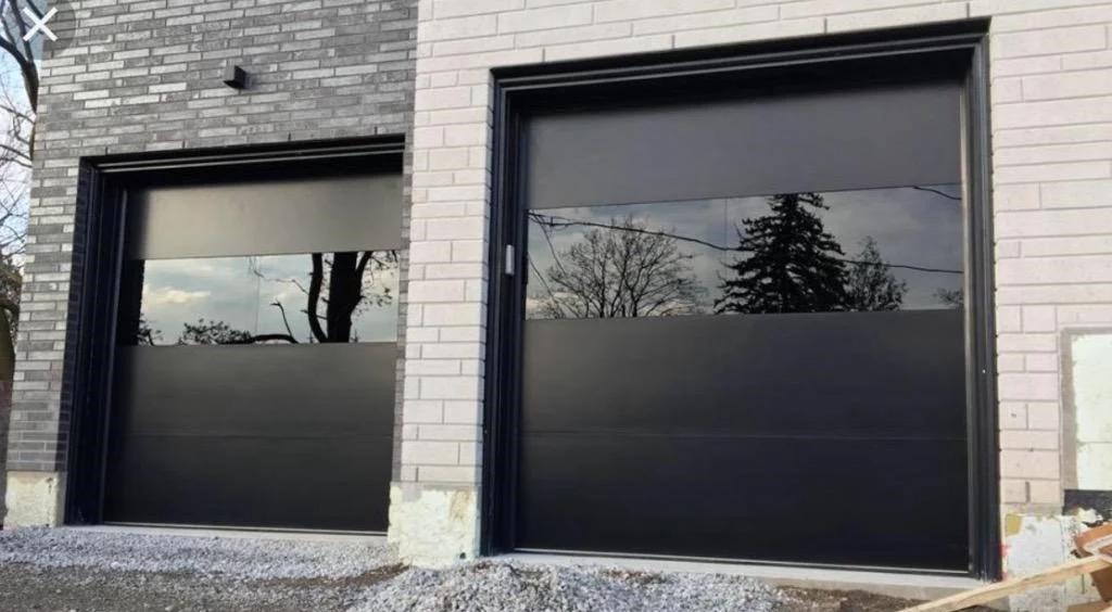 Infinity - Flush Panel Smooth Steel Garage Door with Horizontal Modern Glass Modern Design - Image 3