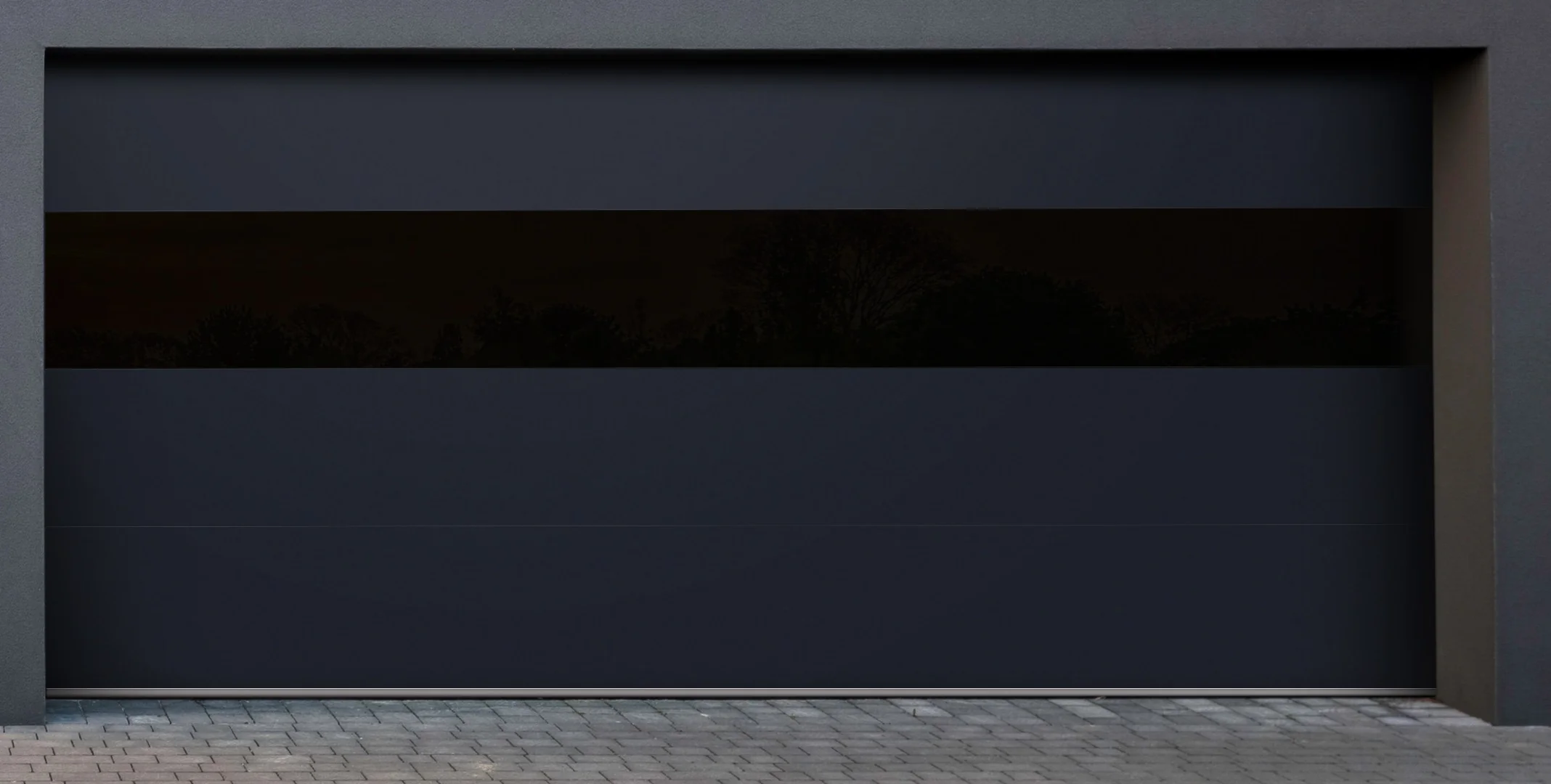Infinity - Flush Panel Smooth Steel Garage Door with Horizontal Modern Glass Modern Design - Image 4